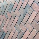 A herringbone brick walkway