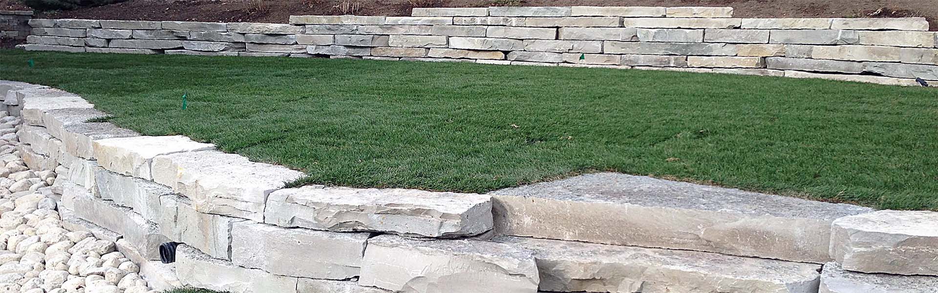 residential Rock stone retention wall