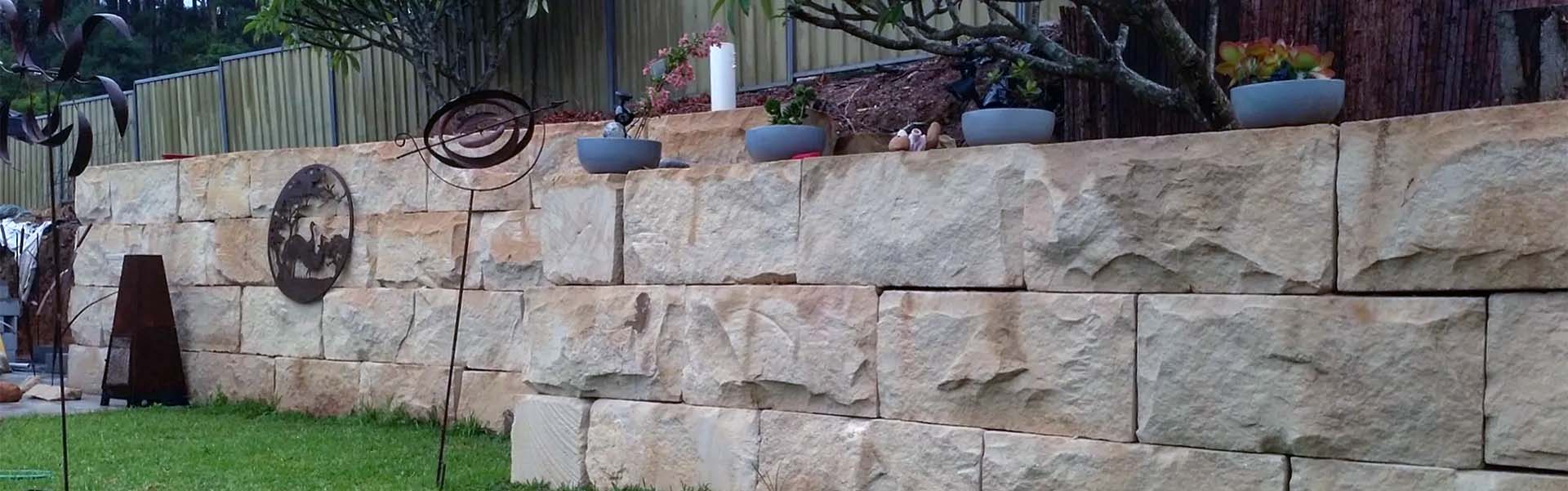 A sandstone Home retaining wall